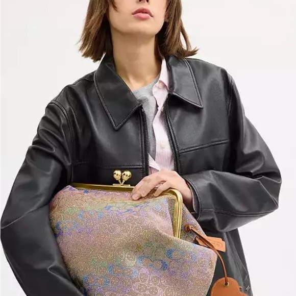 Large Coach Kisslock Bag In Crystal Signature Jacquard rainbow 🌈 - Picture 5 of 10